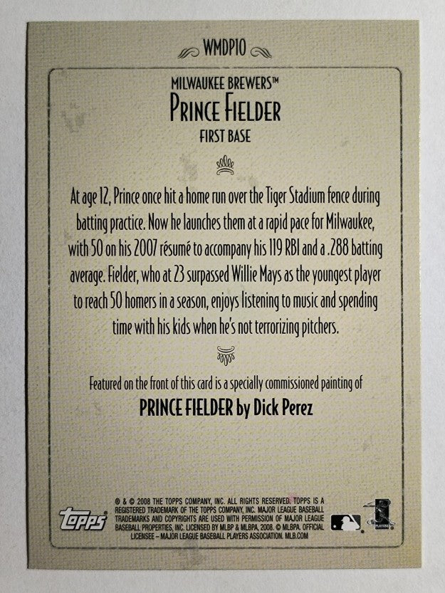 2008 Topps Dick Perez #WMDP10 Prince Fielder