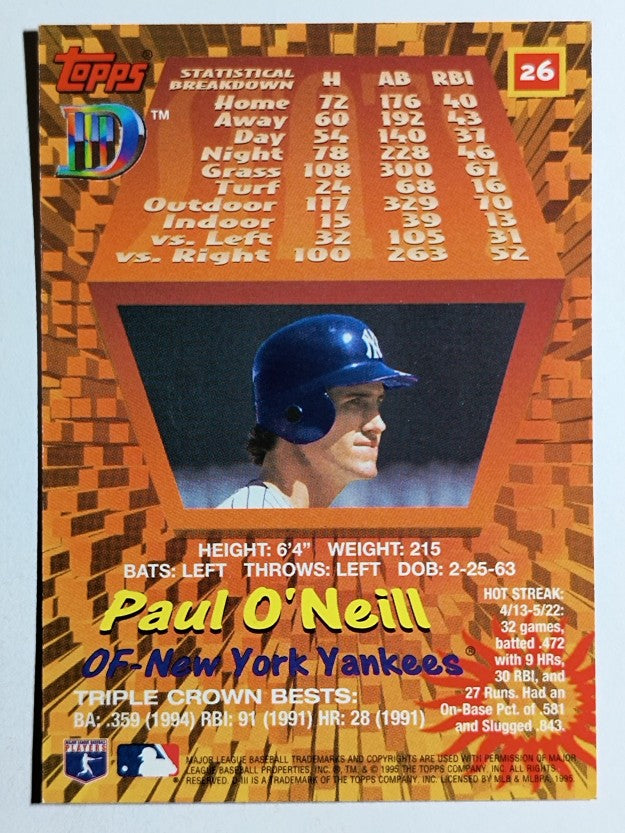 1995 Topps D3 #26 Paul O'Neill