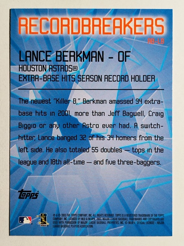 2003 Topps Record Breakers #LB2 Lance Berkman 2
