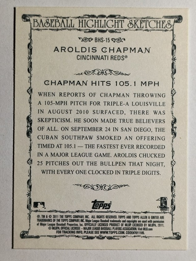 2011 Topps Allen and Ginter Baseball Highlight Sketches Aroldis Chapman (NM)