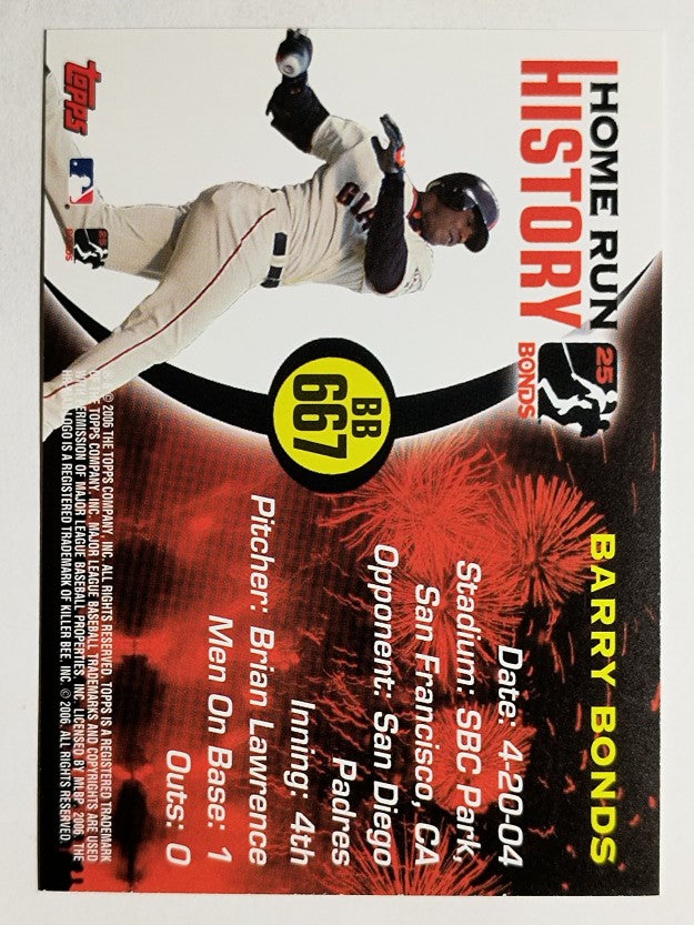 2005 Topps Barry Bonds Home Run History #667 Barry Bonds HR667