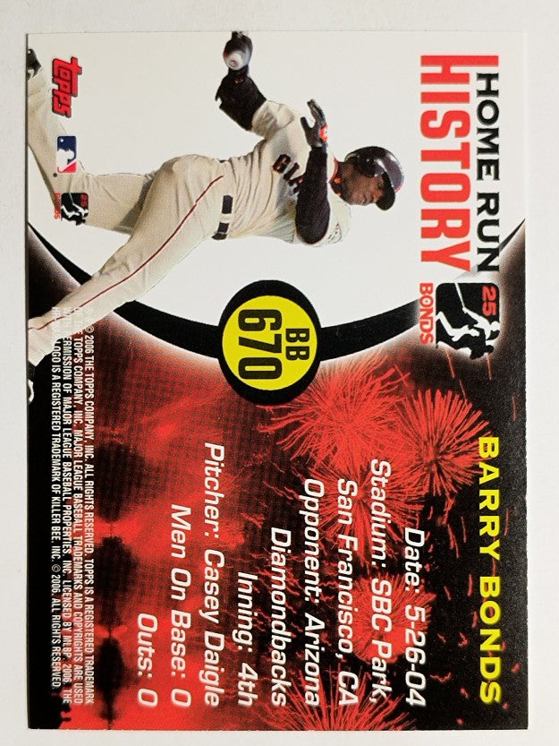2005 Topps Barry Bonds Home Run History #670 Barry Bonds HR670