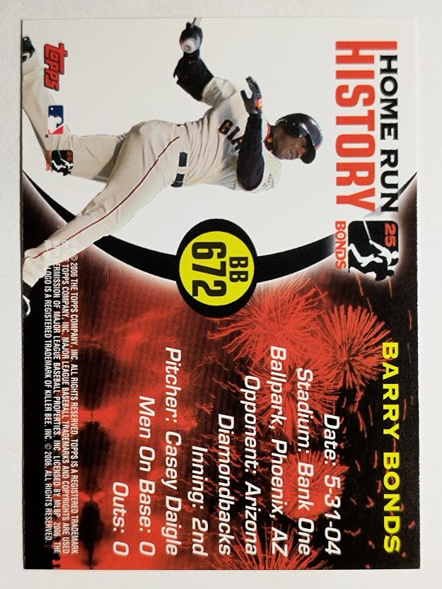 2005 Topps Barry Bonds Home Run History #672 Barry Bonds HR672