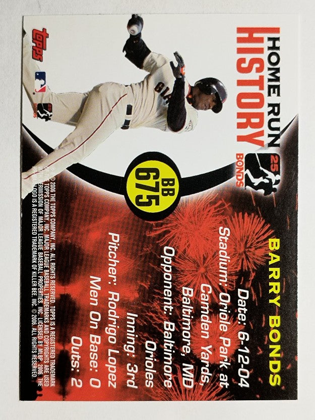 2005 Topps Barry Bonds Home Run History #675 Barry Bonds HR675