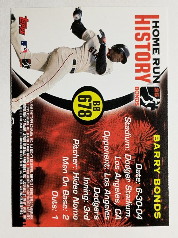 2005 Topps Barry Bonds Home Run History #678 Barry Bonds HR678