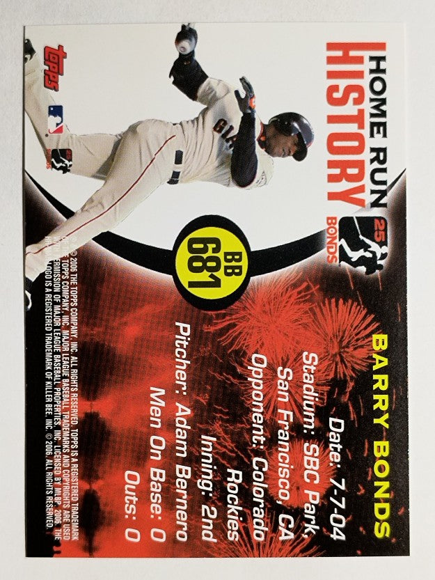 2005 Topps Barry Bonds Home Run History #681 Barry Bonds HR681