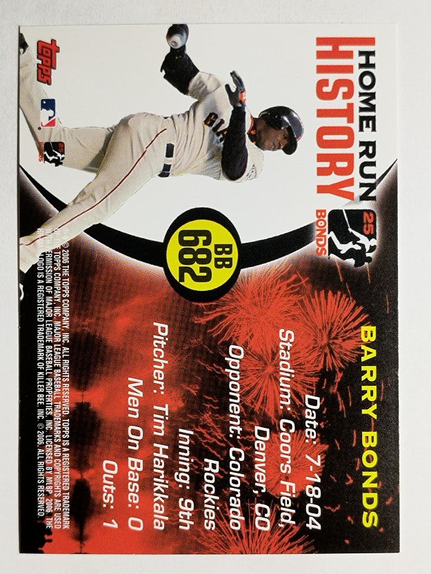 2005 Topps Barry Bonds Home Run History #682 Barry Bonds HR682