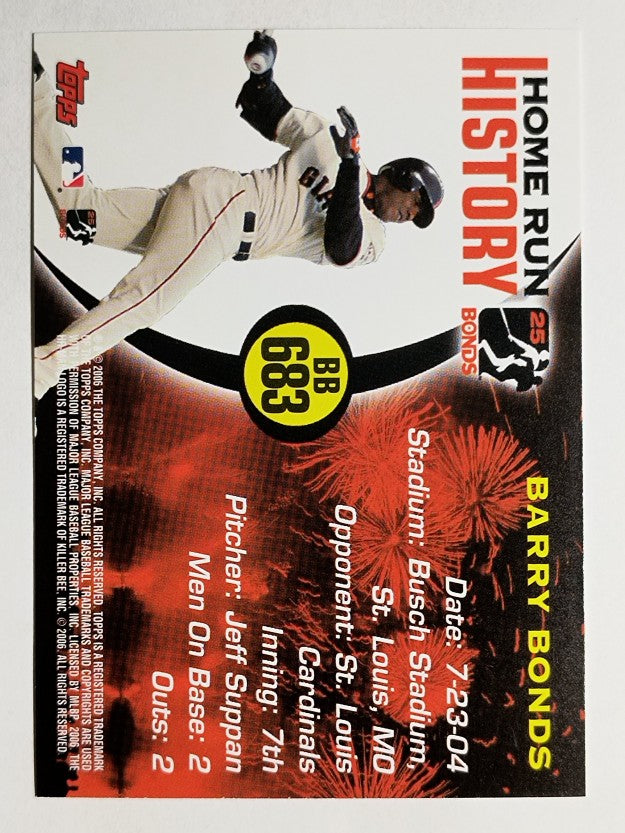 2005 Topps Barry Bonds Home Run History #683 Barry Bonds HR683