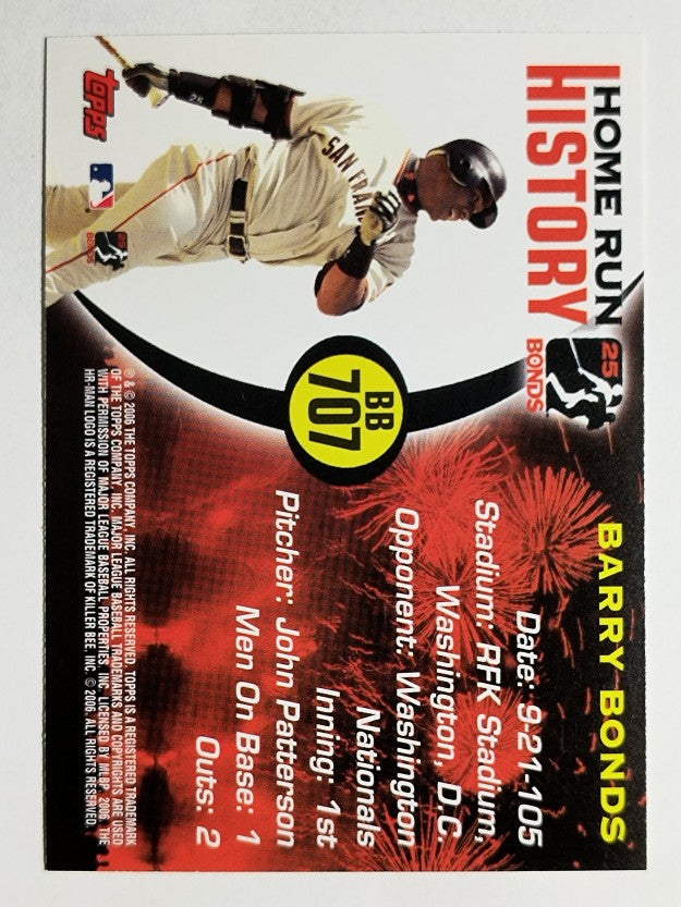 2005 Topps Barry Bonds Home Run History #707 Barry Bonds HR707