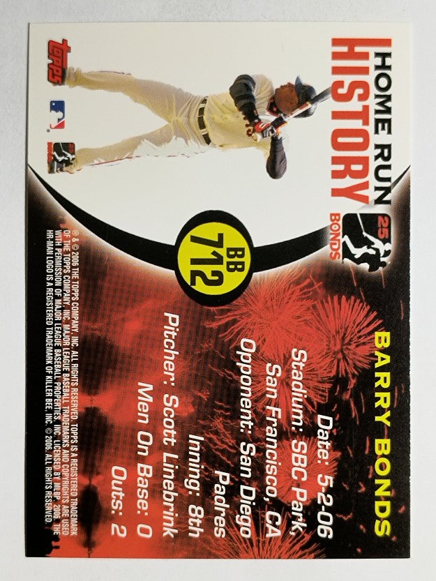 2005 Topps Barry Bonds Home Run History #712 Barry Bonds HR712