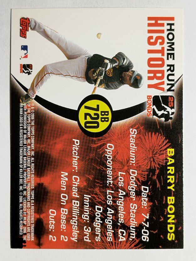 2005 Topps Barry Bonds Home Run History #720 Barry Bonds HR720
