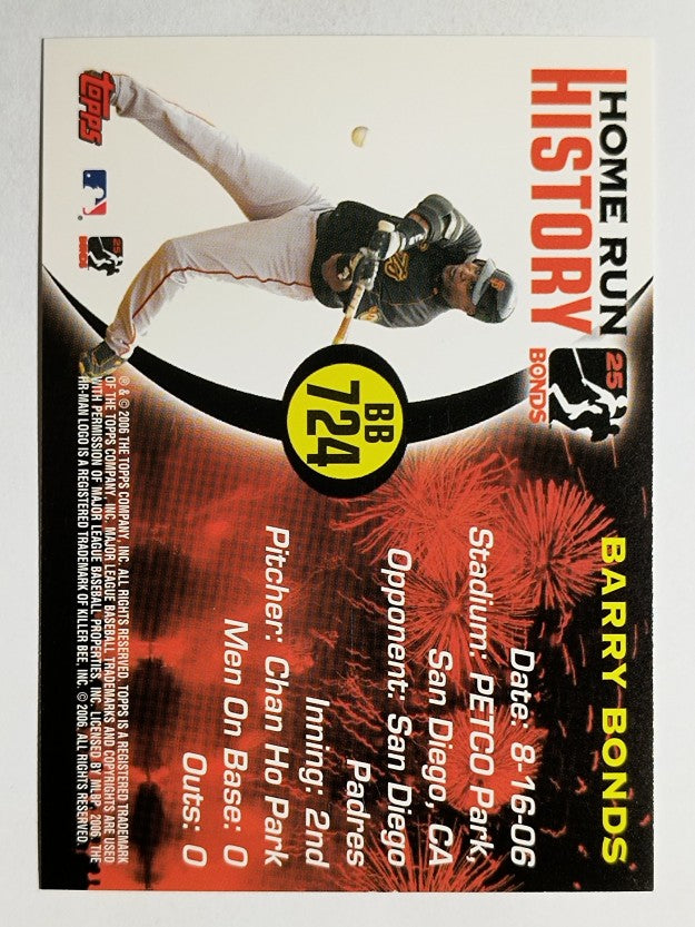 2005 Topps Barry Bonds Home Run History #724 Barry Bonds HR724