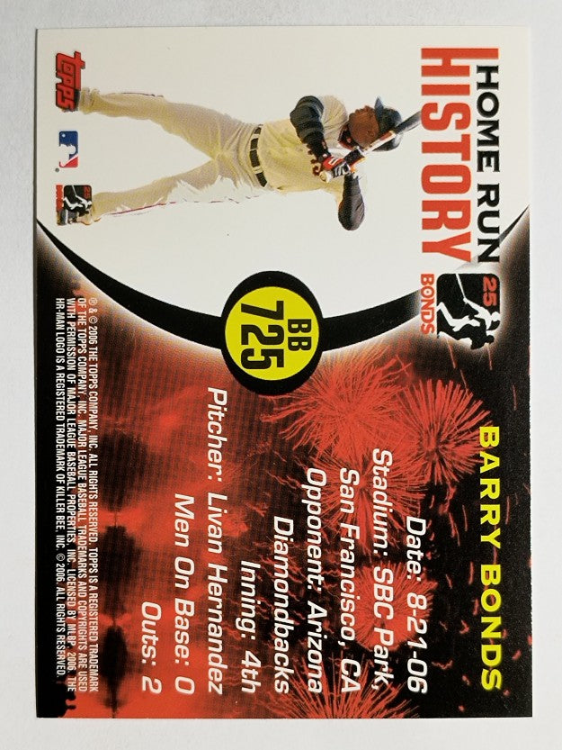 2005 Topps Barry Bonds Home Run History #725 Barry Bonds HR725