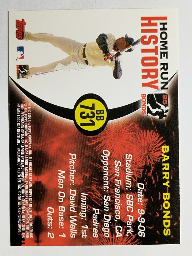 2005 Topps Barry Bonds Home Run History #731 Barry Bonds HR731