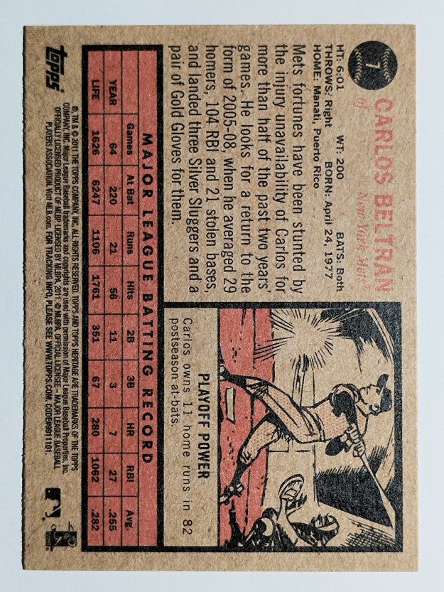 2011 Topps Heritage #7 Carlos Beltran