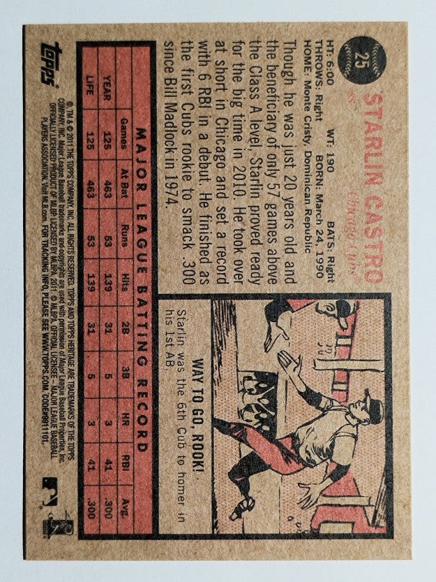 2011 Topps Heritage #25 Starlin Castro