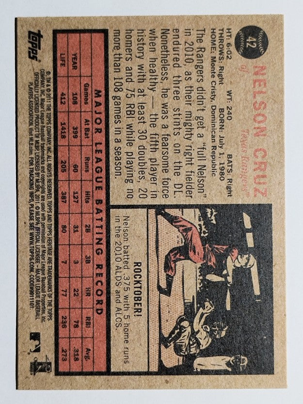 2011 Topps Heritage #42 Nelson Cruz