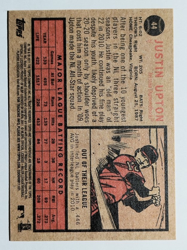 2011 Topps Heritage #44 Justin Upton