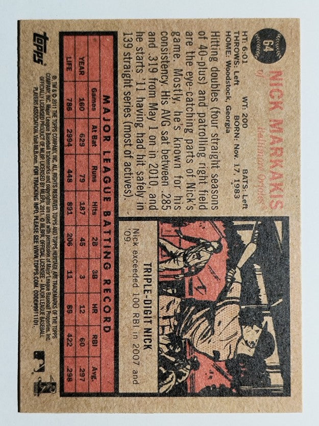 2011 Topps Heritage #64 Nick Markakis