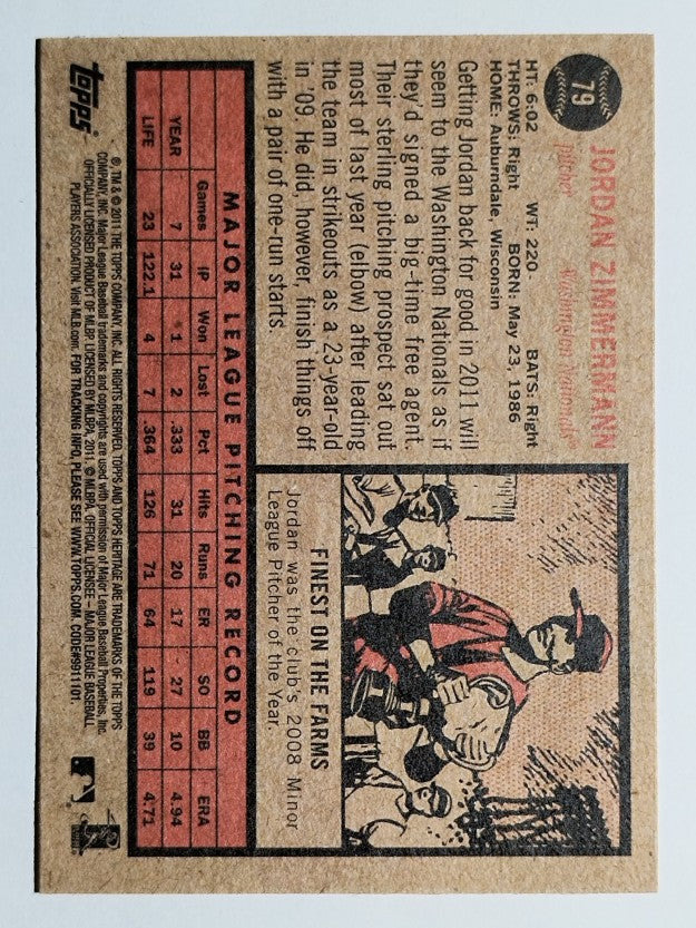 2011 Topps Heritage #79 Jordan Zimmermann