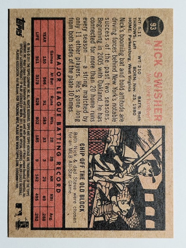 2011 Topps Heritage #93 Nick Swisher