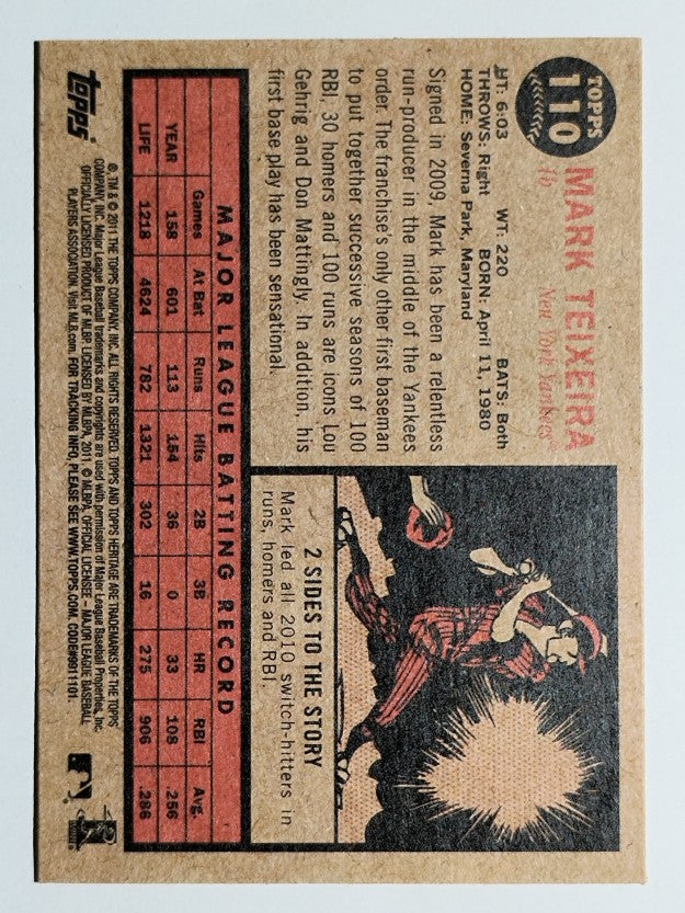 2011 Topps Heritage #110 Mark Teixeira