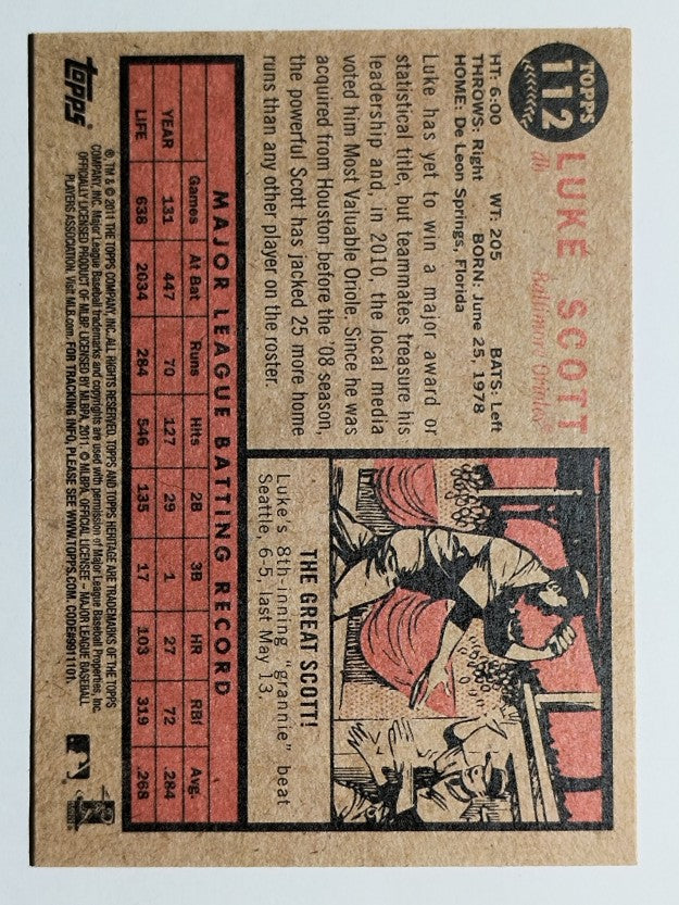 2011 Topps Heritage #112 Luke Scott