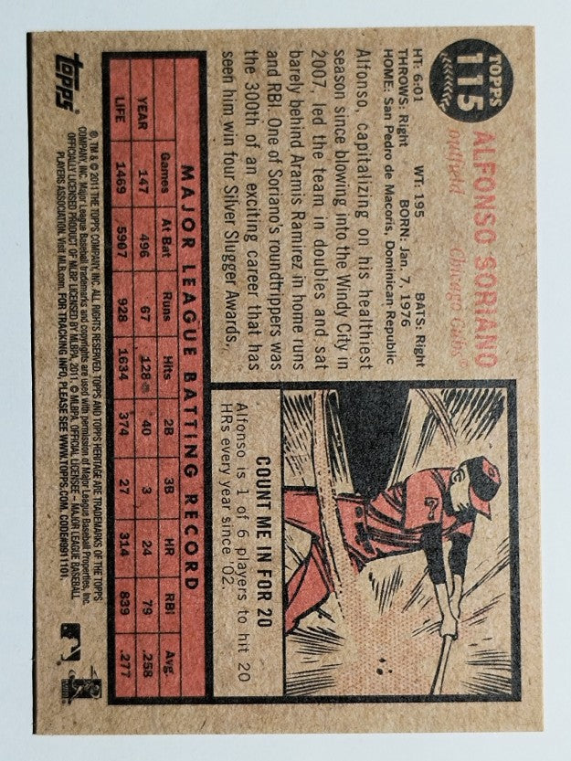 2011 Topps Heritage #115 Alfonso Soriano