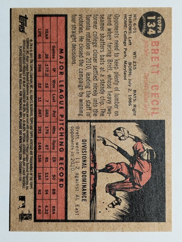 2011 Topps Heritage #134 Brett Cecil