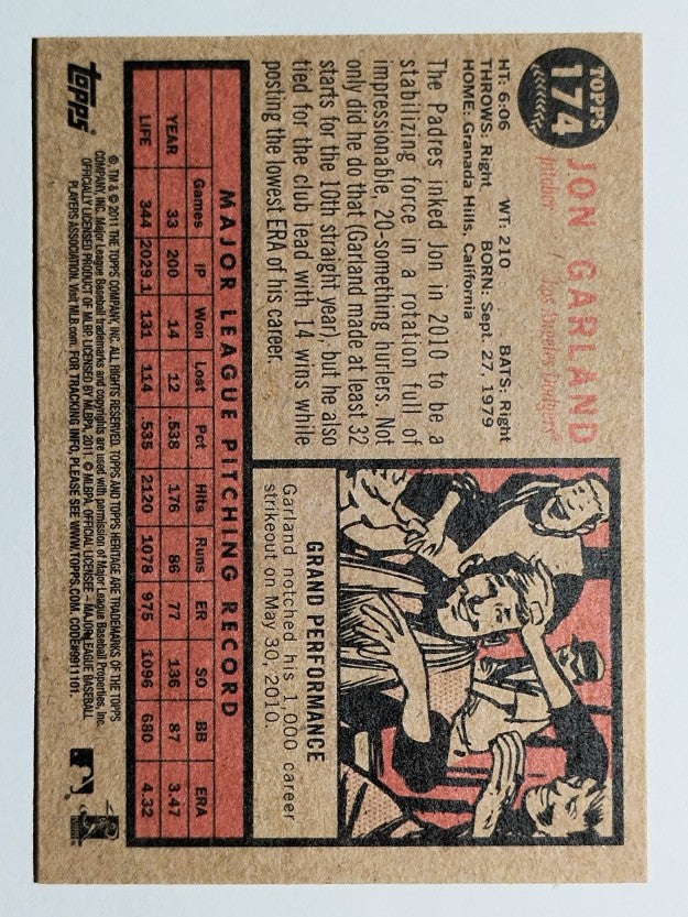 2011 Topps Heritage #174 Jon Garland