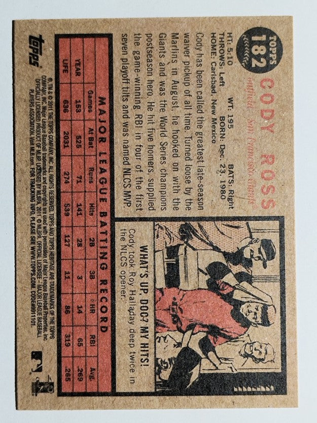 2011 Topps Heritage #182 Cody Ross