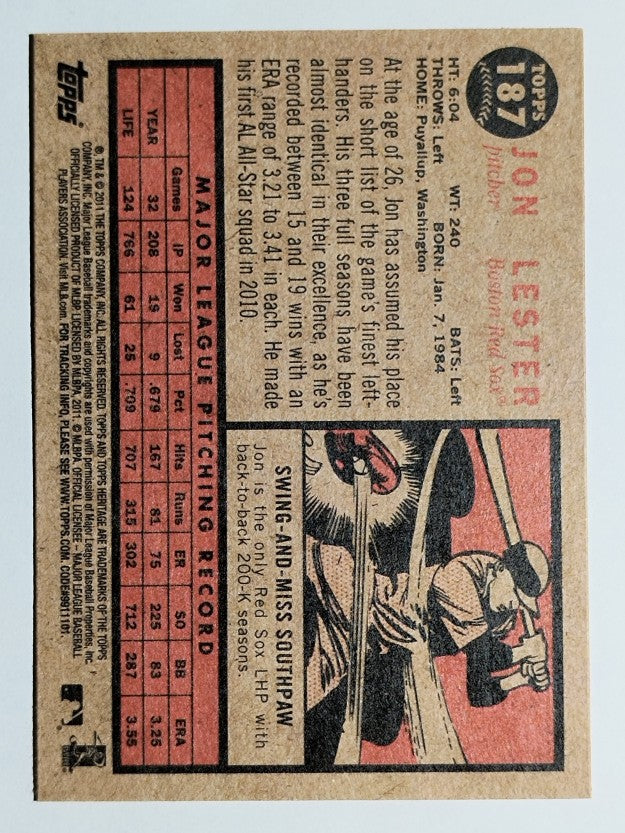 2011 Topps Heritage #187 Jon Lester