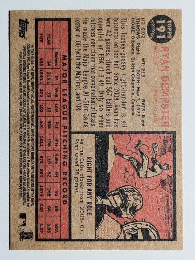 2011 Topps Heritage #191 Ryan Dempster