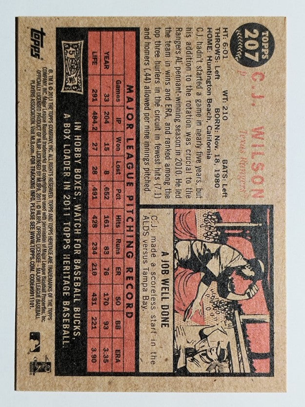 2011 Topps Heritage #207 C.J. Wilson