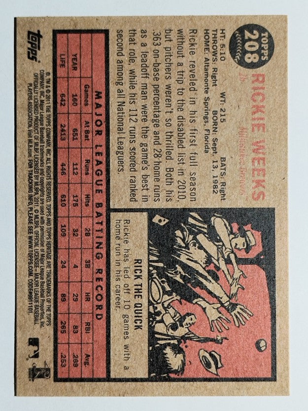 2011 Topps Heritage #208 Rickie Weeks