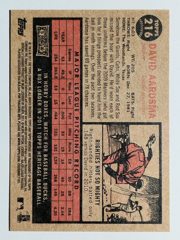 2011 Topps Heritage #216 David Aardsma
