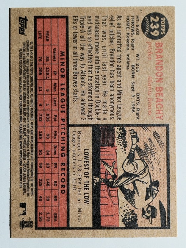 2011 Topps Heritage #239 Brandon Beachy RC