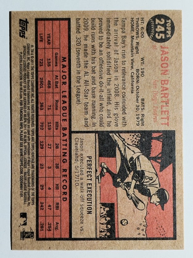 2011 Topps Heritage #245 Jason Bartlett