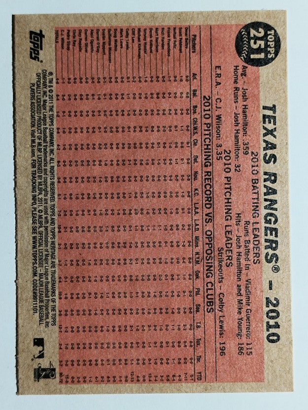 2011 Topps Heritage #251 Texas Rangers