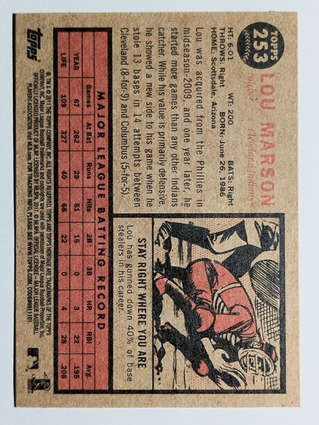 2011 Topps Heritage #253 Lou Marson