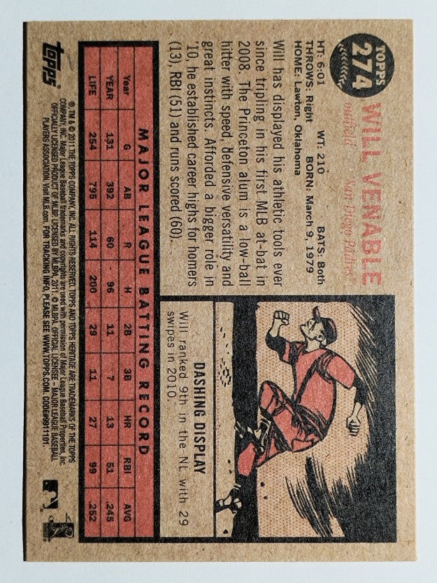 2011 Topps Heritage #274 Will Venable