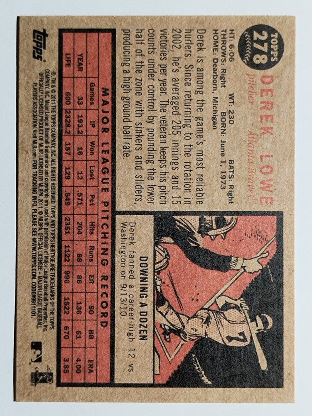 2011 Topps Heritage #278 Derek Lowe