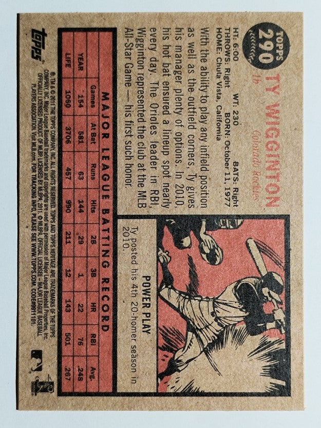 2011 Topps Heritage #290 Ty Wigginton