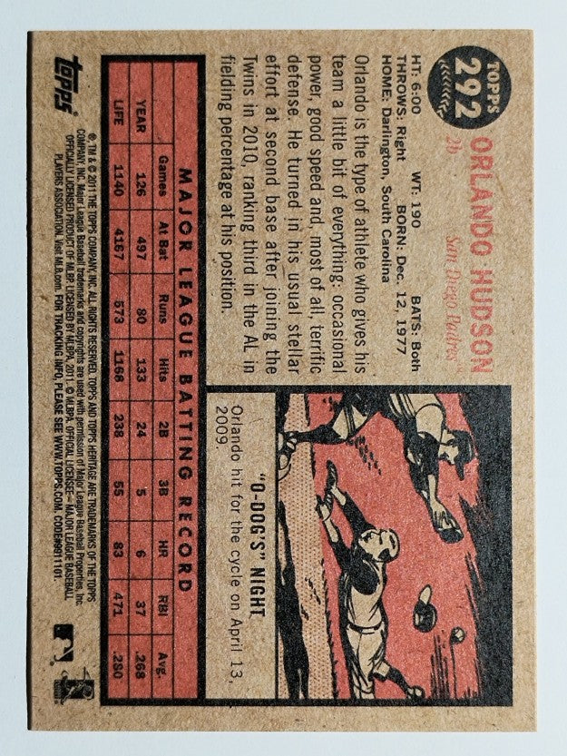 2011 Topps Heritage #292 Orlando Hudson