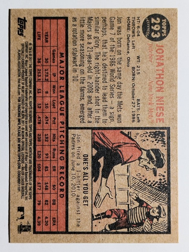 2011 Topps Heritage #293 Jonathon Niese