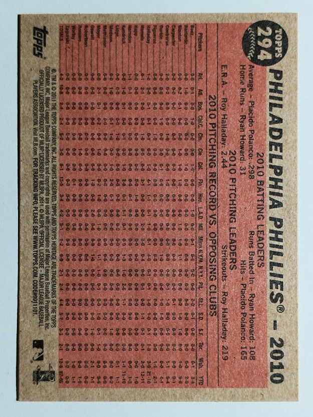 2011 Topps Heritage #294 Philadelphia Phillies