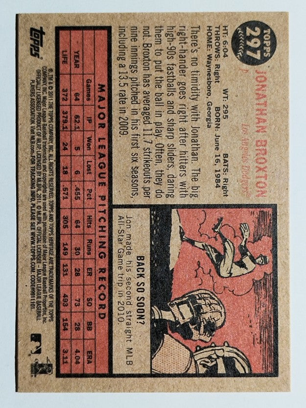 2011 Topps Heritage #297 Jonathan Broxton