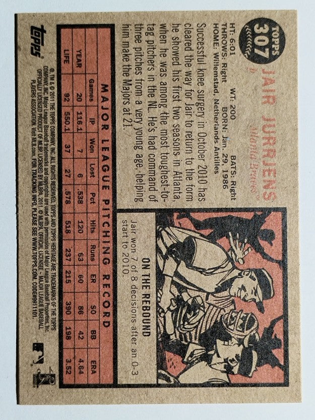 2011 Topps Heritage #307 Jair Jurrjens