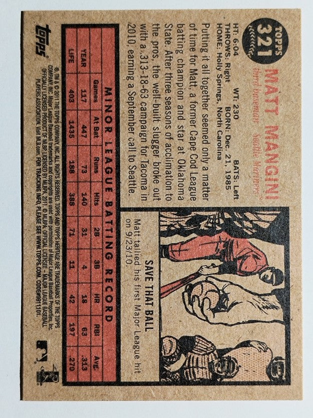 2011 Topps Heritage #321 Matt Mangini RC