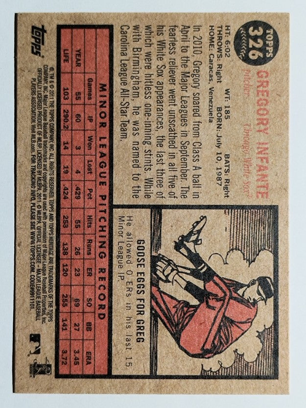 2011 Topps Heritage #326 Gregory Infante RC